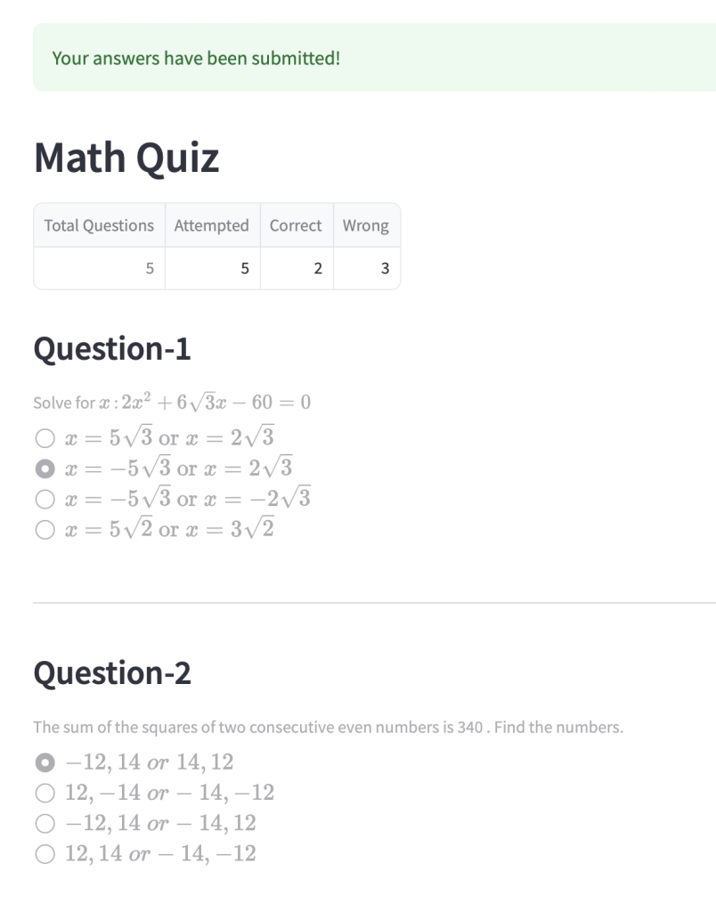 Using Streamlit to Create Multiple Choice Questions (MCQ) – Rangarajan ...